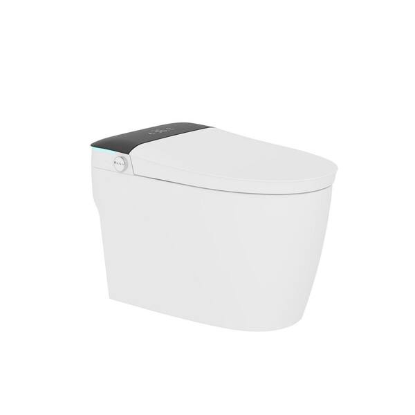 12 in. 1-Piece 1.28 GPF Dual Flush Elongated Toilet in White with Heated Seat, Adjustable Water & Seat Temperature, Eco