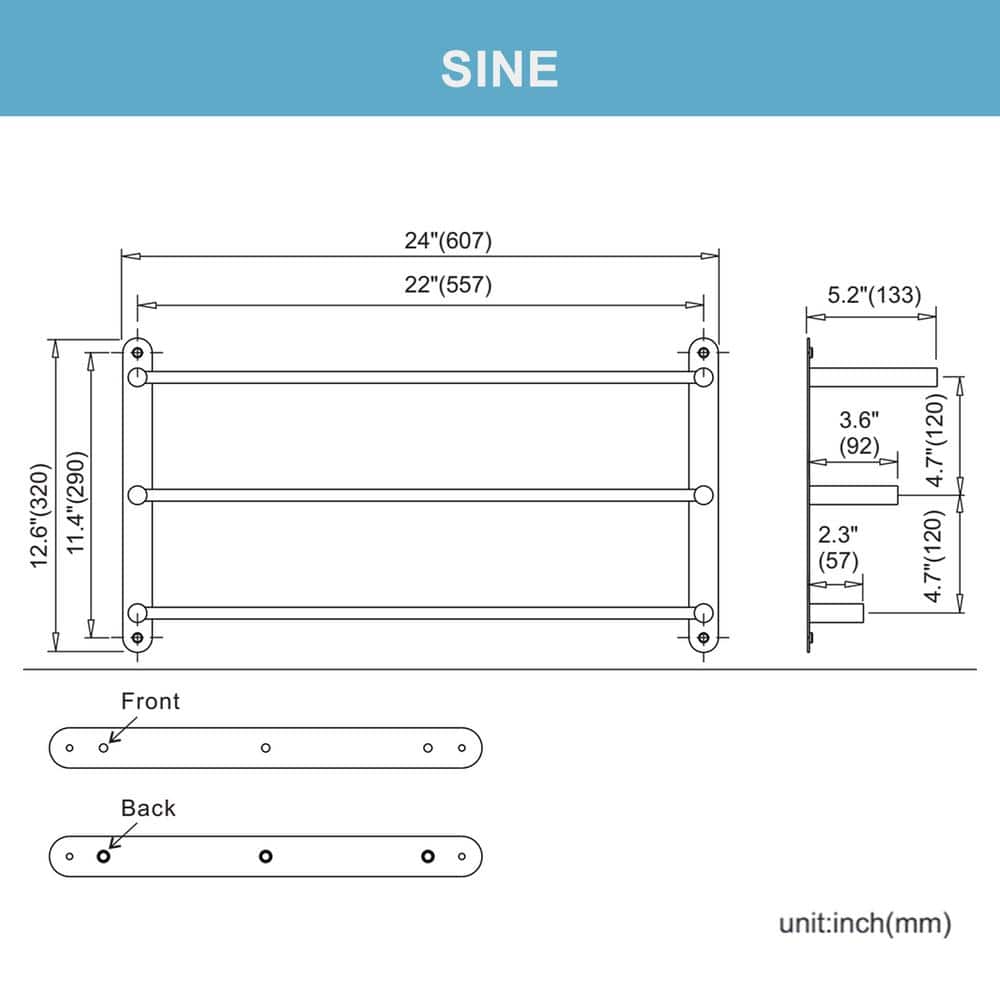 Matte Black Stainless Steel Wall Mounted Towel Rack