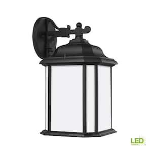 Kent 1-Light Black Outdoor 15 in. Wall Lantern Sconce with LED Bulb