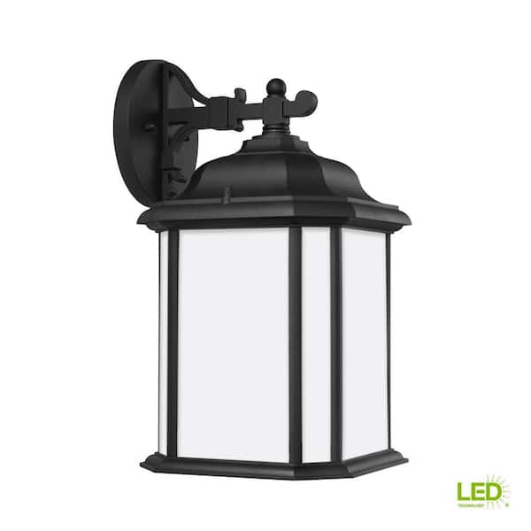 Generation Lighting Kent 1-Light Black Outdoor 15 in. Wall Lantern Sconce with LED Bulb