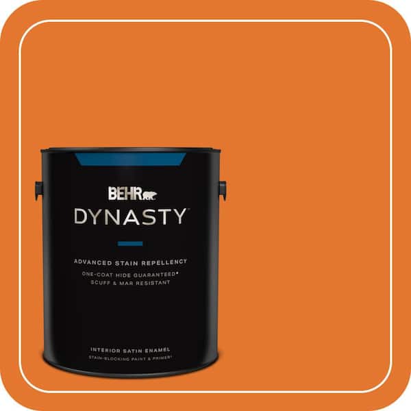 BEHR DYNASTY 1 gal. #250B-7 Crushed Orange Satin Enamel Interior Stain-Blocking Paint & Primer