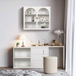 27.56 in. W x 9.06 in. D x 23.62 in. H Bathroom Storage Wall Cabinet in White with Characteristic Woven Pattern