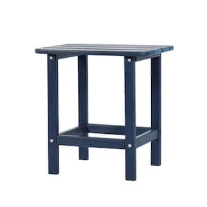18 in. Solid Navy Blue Outdoor Square Side Table Patio End Table