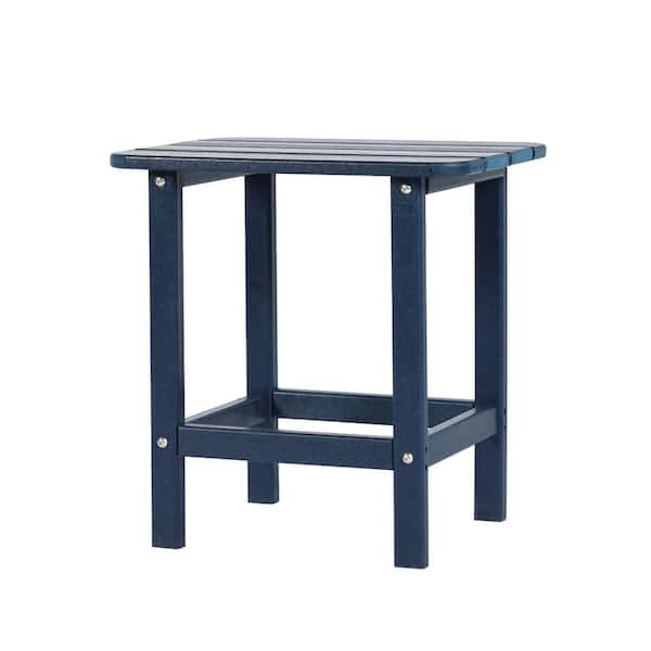 Aoodor 18 in. Solid Navy Blue Outdoor Rectangle Side Table Patio End Table