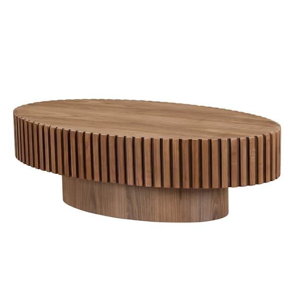 Sudzendf Dark Brown MDF Oval Outdoor Side Table 1-Piece
