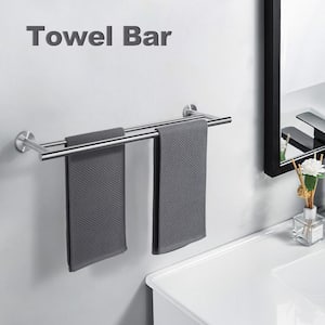 20 in. Stainless Steel Double Towel Bars for Bathroom, Wall Mount Towel Holder in Brushed Nickel