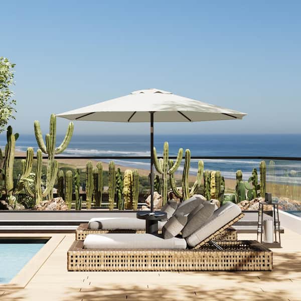 Cesicia 9 ft. Outdoor Patio Tilt and Crank Market Umbrella in Beige