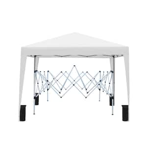 10 ft. x 10 ft. White Outdoor Pop-Up Gazebo Canopy with 4-Piece Weight Sand Bag, with Carry Bag