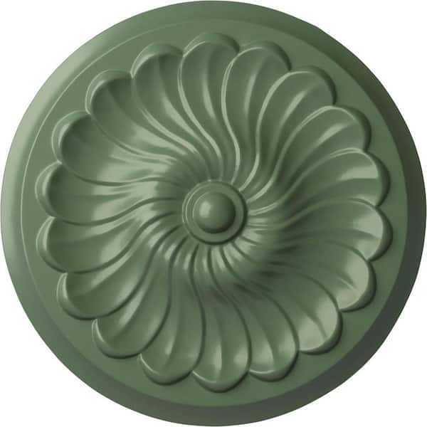 Ekena Millwork 2-1/4" x 12-1/4" x 12-1/4" Polyurethane Flower Spiral Ceiling Medallion, Hand-Painted Athenian Green