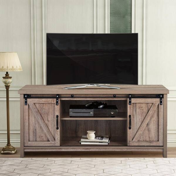 Light Wood Tv Stand Console Table, 55 Inch Tv Stand Table