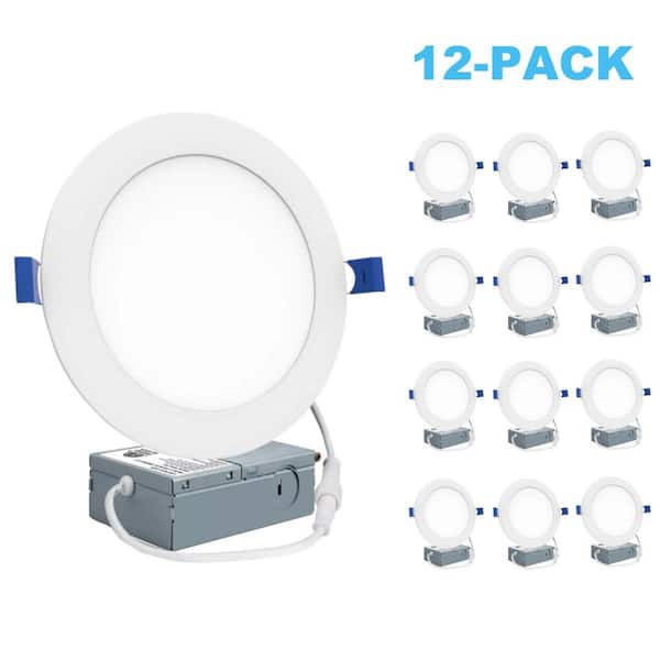 KOAOEIRS 5/6 in. Ultra-Thin LED Recessed Ceiling Light Adjustable CCT Canless Indoor/Outdoor Integrated LED Light ETL (12-Piece)