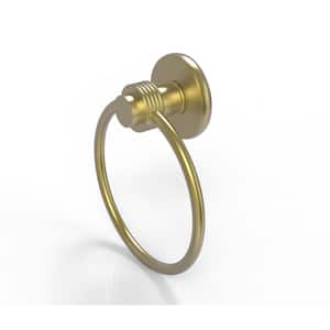 Mercury Collection Towel Ring with Groovy Accent in Satin Brass