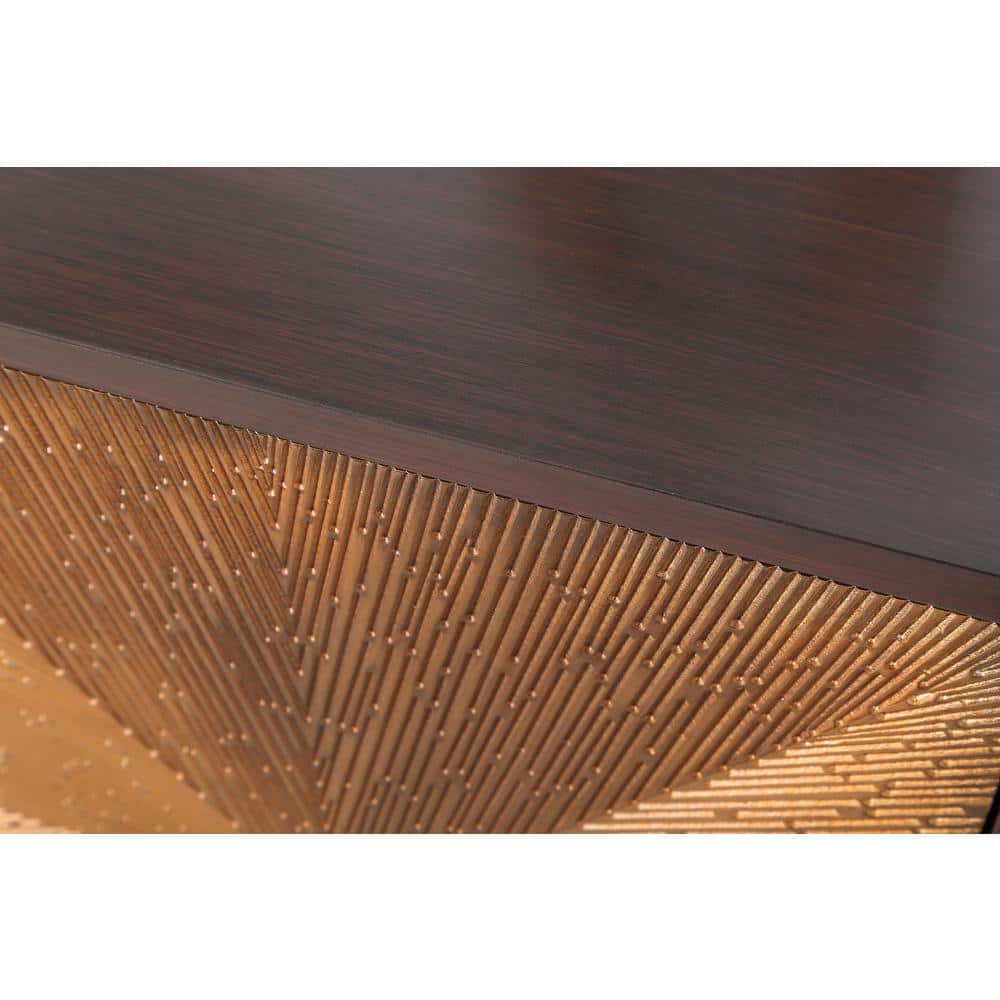 Labardi 36" Brown and Antique Gold Accent Cabinet