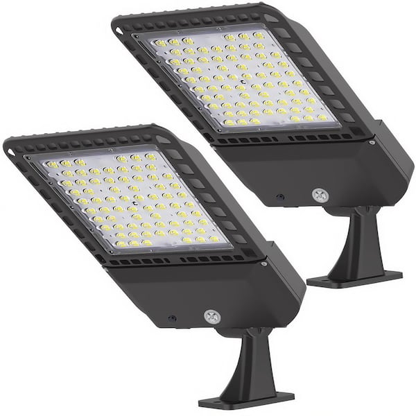 1500-Watt Equivalent Outdoor Integrated LED Bronze Parking Lot Area Light,5000K Arm Mount,39000LM Dusk to Dawn (2-Pack)