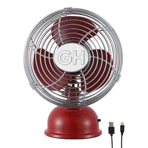 All-Metal 5 in. USB Fan with Oscillation in Crimson