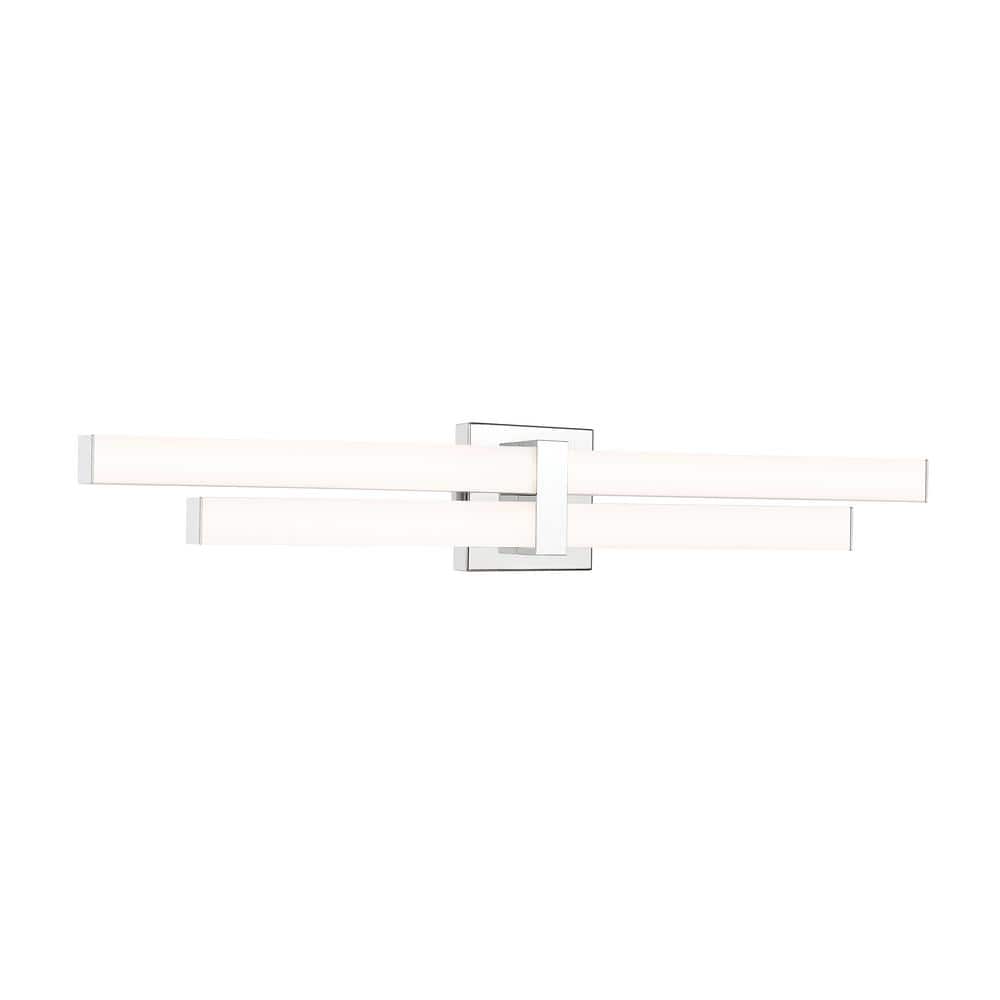 Zane 32 in. 2-Light Chrome Integrated LED Vanity Light with Frosted Plastic