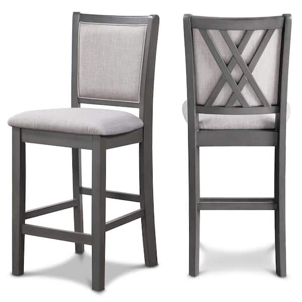 NEW CLASSIC HOME FURNISHINGS New Classic Furniture Amy Gray Solid Wood Counter Chair (Set of 2)