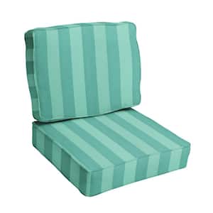 27 in. x 29 in. Deep Seating Indoor/Outdoor Corded Lounge Chair Cushion Set in Preview Lagoon