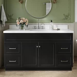 Hamlet 61 in. W x 22 in. D x 36 in. H Bath Vanity in Black with Pure White Quartz Top