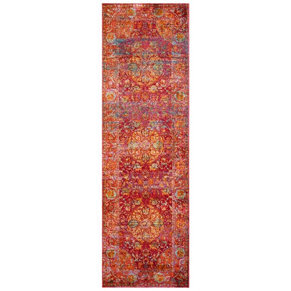 Luxor Fuchsia/Gold 2 ft. x 5 ft. Border Persian Oriental Runner Rug