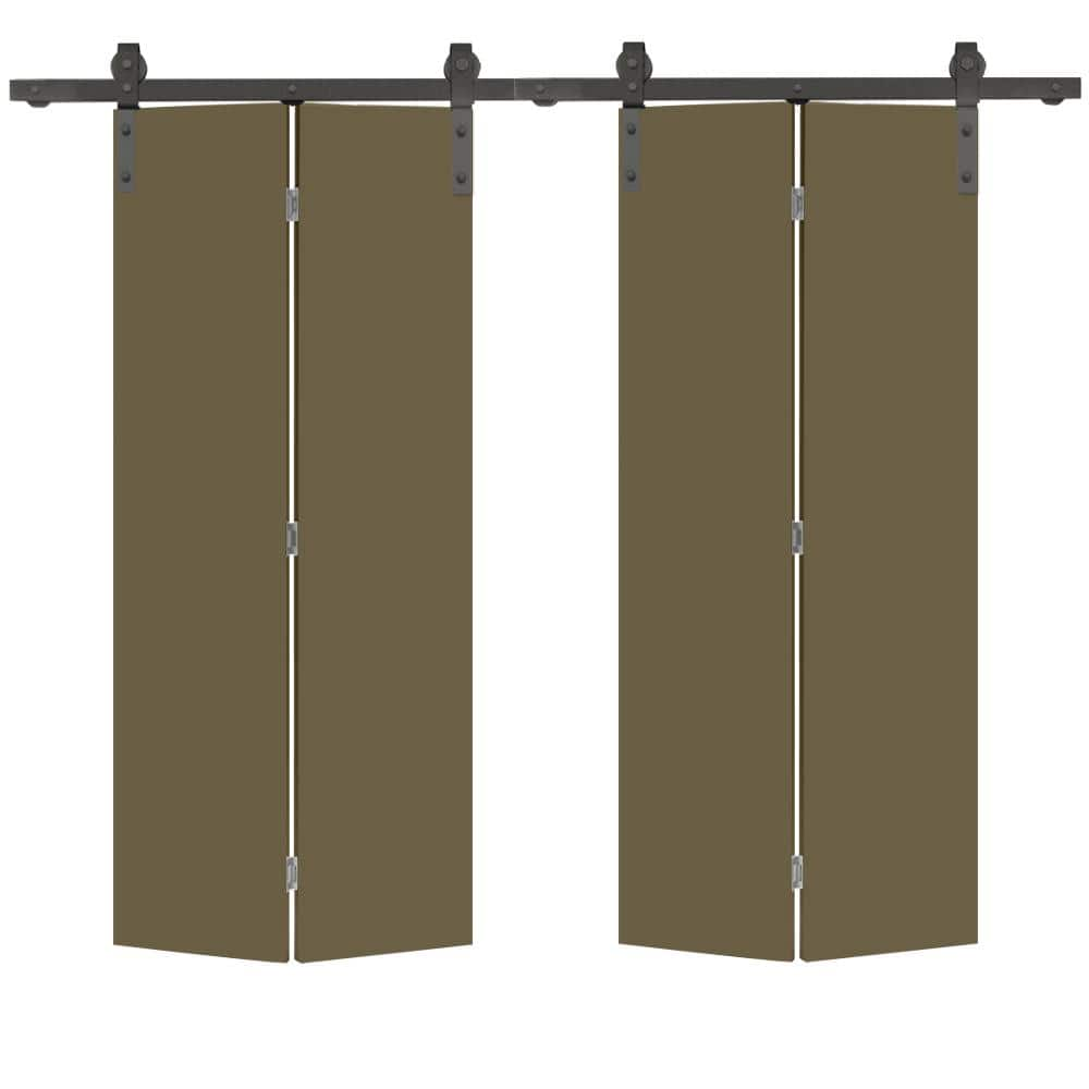 CALHOME 24 In X 80 In Olive Green Smooth Flush Hardboard Hollow Core   Olive Green Calhome Bifold Doors Bifold 1300 4 Side Bf Flush 24sl 2 64 1000 