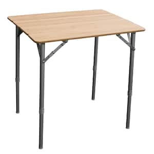 25.75 in. x 17 in. Adjustable Height Folding Bamboo Wood Table with Carry Bag
