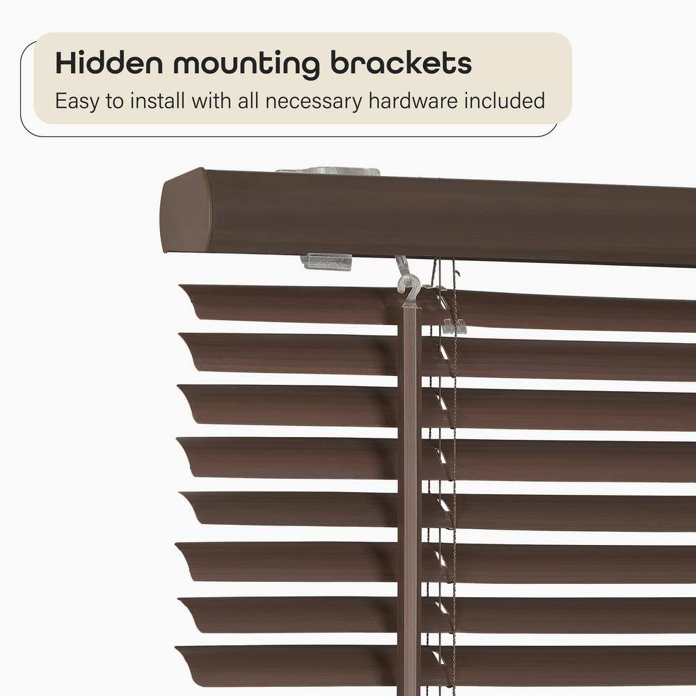 Mahogany Cordless Vinyl Room Darkening Mini Blinds, 27" x 64"