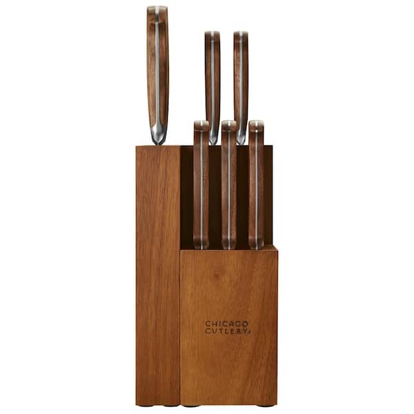  Chicago Cutlery Racine 12-Pc Kitchen Knife Wood Block Set,  Stainless Steel Knives, Serrated, Chef, Utility, and Paring Knife,  Removable Steak Knife Block, Walnut Handle: Home & Kitchen
