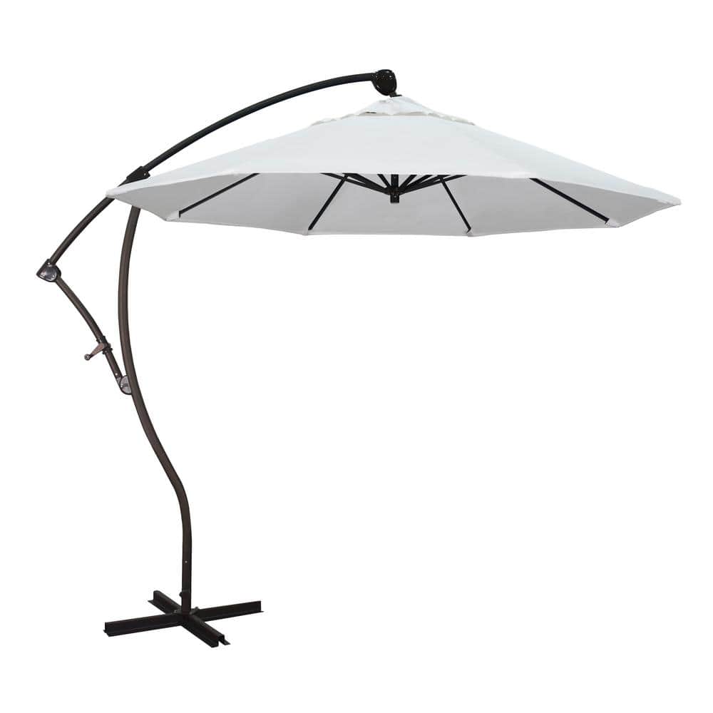 9 ft. Bronze Aluminum Cantilever Patio Umbrella with Crank Open 360 Rotation in Natural Sunbrella price history on PriceWatchPro