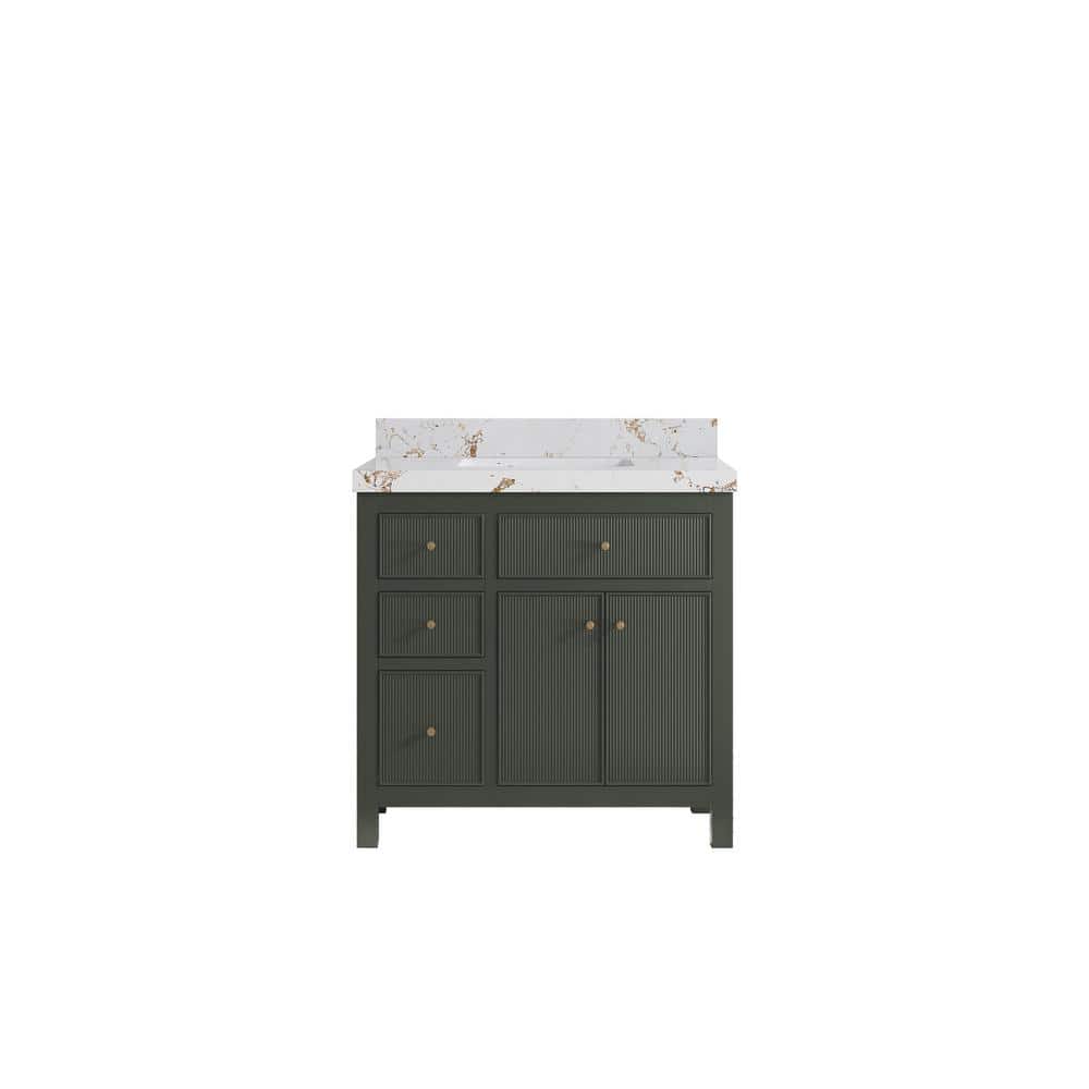 Sonoma 36 in. W x 22 in. D x 36 in. H Single Sink Bath Vanity in Pewter Green with 2 in. Viola Gold qt. Top price history on PriceWatchPro