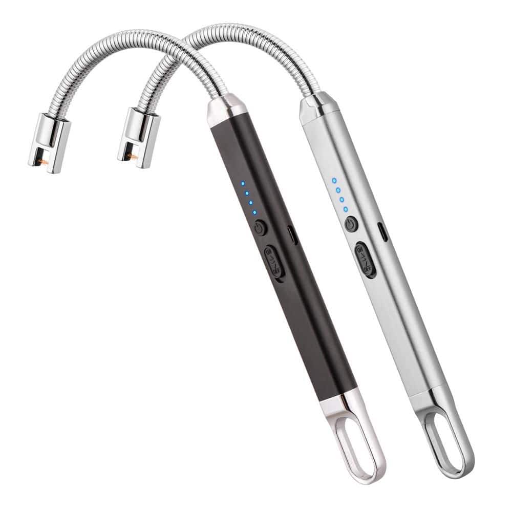 7.5 in. Black Silver Windproof Arc USB Camp Candle Lighter Set with 360° Flexible Neck (2-Pack) price history on PriceWatchPro