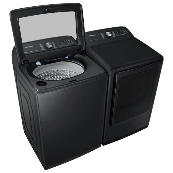 Samsung 5 2 Cu Ft Smart High Efficiency Top Load Washer With Impeller And Super Speed In Brushed Black Energy Star Wa52a5500av The Home Depot