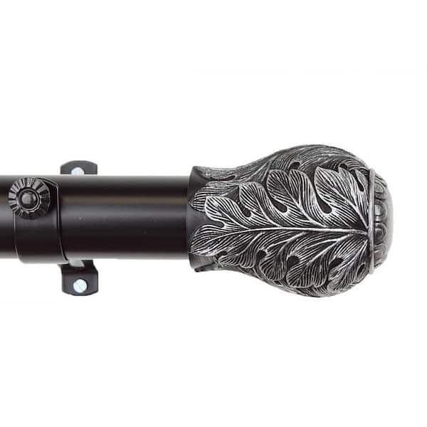 Leaf 1.5 in. Dia 24 ft. L Non-Telescoping Curtain Rod in Black