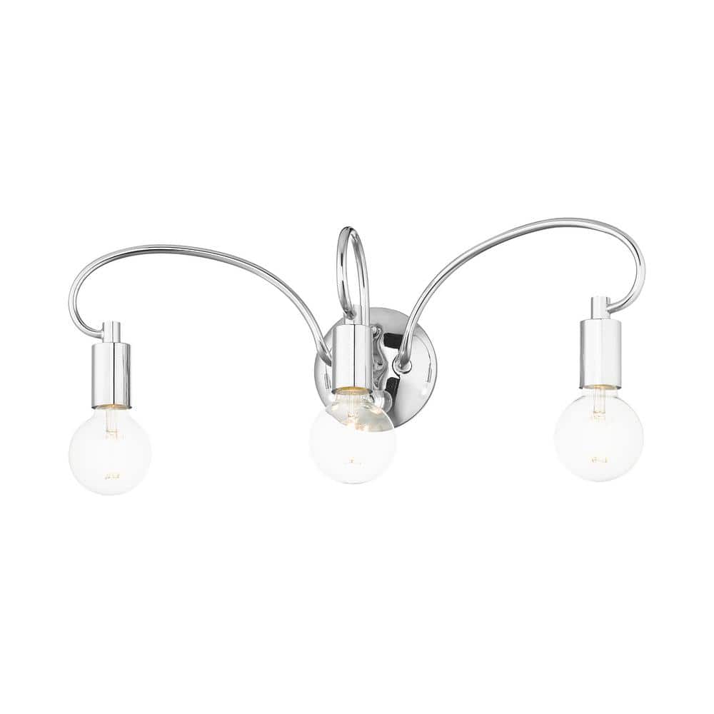 Bari Polished Chrome 3-Light Vanity Sconce with Dimmable Feature