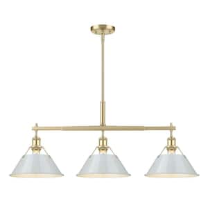 Orwell 100-Watt 3-Light Brushed Champagne Bronze and Dusky Blue Linear Pendant Light