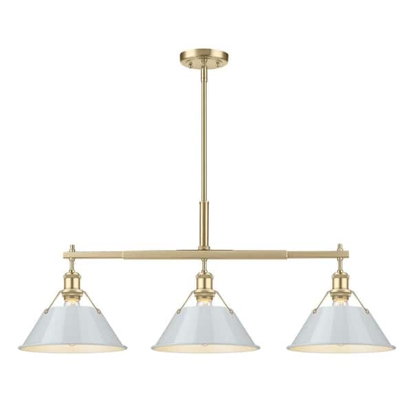 Golden Lighting Orwell 100-Watt 3-Light Brushed Champagne Bronze and Dusky Blue Linear Pendant Light