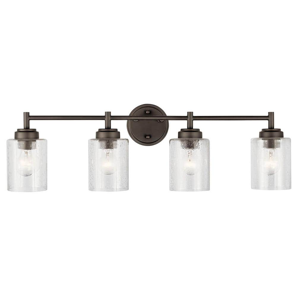 Winslow 30" Olde Bronze 4-Light Vanity Light with Clear Seeded Glass