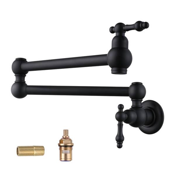 Arcora Wall Mounted Brass Pot Filler With 2 Handles In Matte Black Ar7101100b The Home Depot 8736