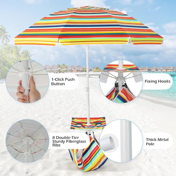 HONEY JOY 6.5 ft. Tilt Beach Umbrella w/Table Windproof Ventilated Sunshade  Shelter Mechanism Sand Anchor Sandbag TOPB006860 - The Home Depot