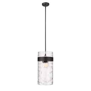 Fontaine 13 in. 4-Light Statement Pendant Matte Black with Clear Glass Shade