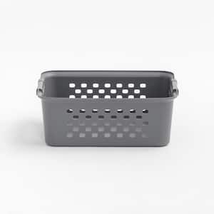 13 qt. Organizer Storage Basket in Gray with Built in Handle 4-Pack