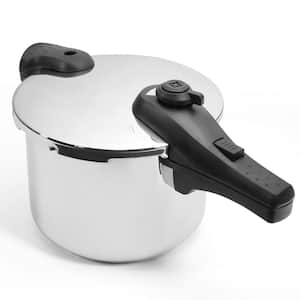 Turbo 6 Qt. 15-PSI Silver Stove Top Pressure Cooker Induction Compatible with Easy-Lock Lid