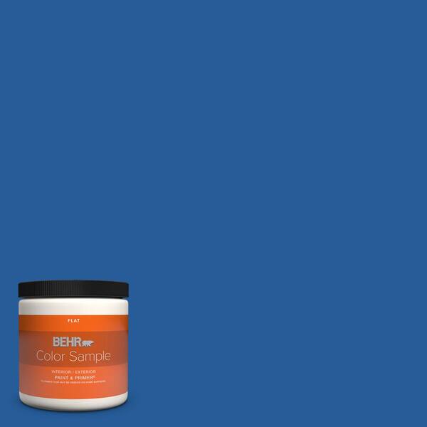 BEHR PREMIUM PLUS 8 oz. #P510-7 Beacon Blue Flat Interior/Exterior ...