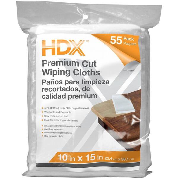 HDX 55-Count 10 in. x 15 in. Exact Cut Wiping Cloths (4-Pack)