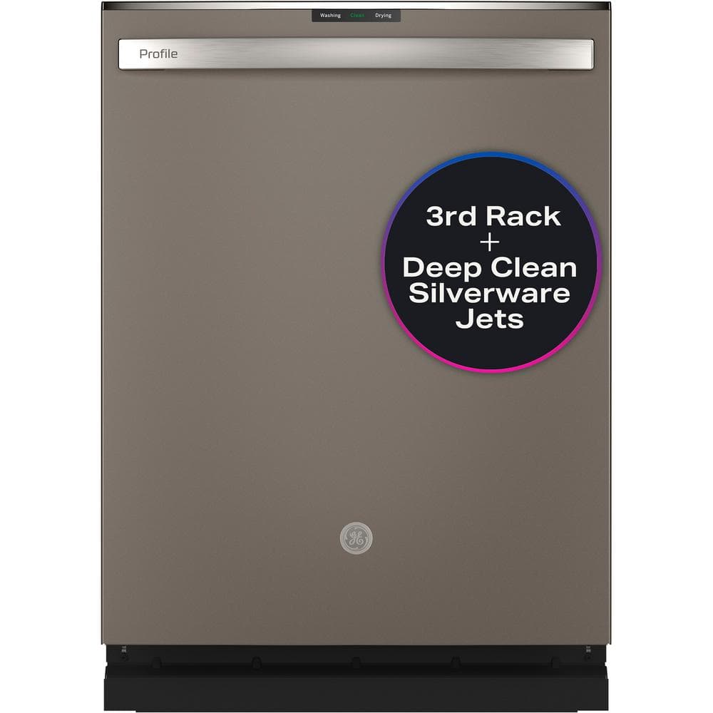 GE Profile 24 in. Slate Top Control Built-In Tall Tub Dishwasher with 3rd Rack and 45 dBA, Fingerprint Resistant Slate