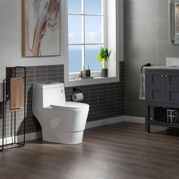 Bristol 1-Piece 1.0/1.6 GPF High Efficiency Elongated All-In One Toilet with Soft Closed Seat Included in White