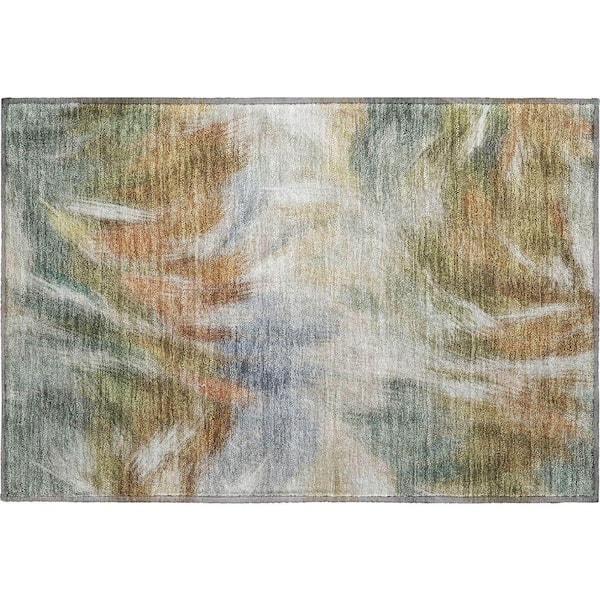 Mayfield Premium Machine Washable Abstract AMF2096 Beige 2 ft. x 3 ft. Accent Rug