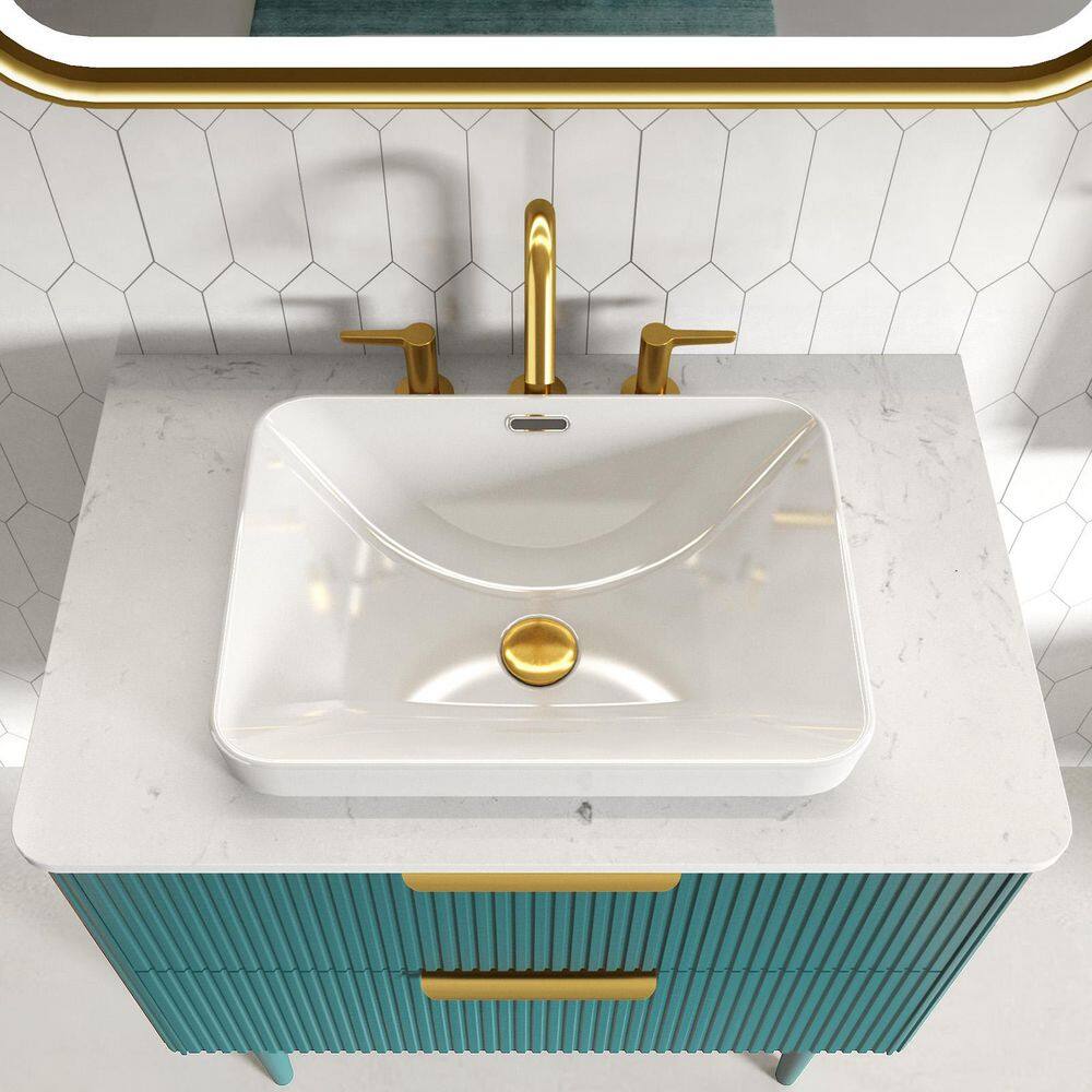 18 in. Drop-in Ceramic Bathroom Sink in Gloss White with Integrated Bowl price history on PriceWatchPro