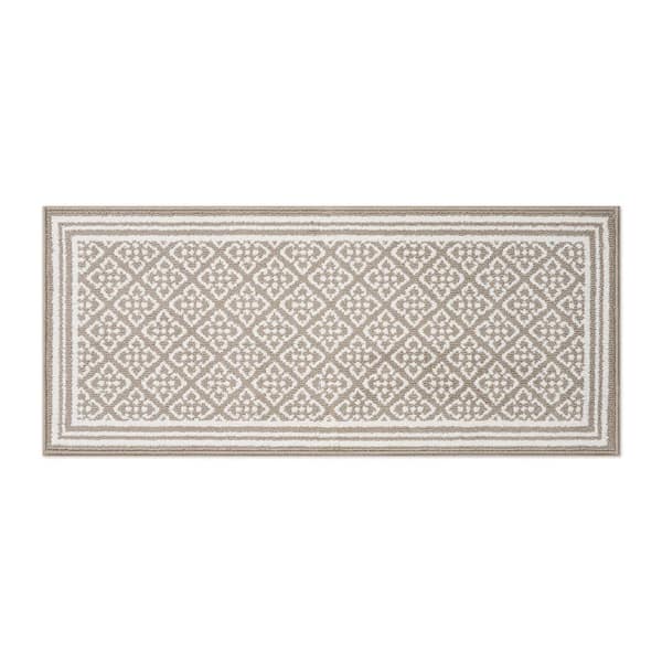Laura Ashley Isla 2-Tone Linen/Ivory 2 ft. x 5 ft. Tufted Geometric Polypropylene Area Rug