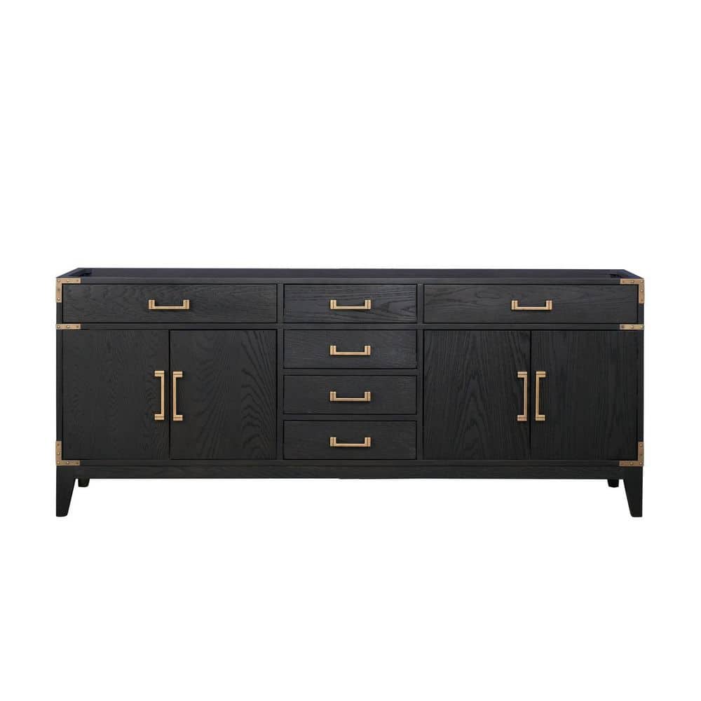 Fossa 80 in. W x 22 in. D Double Bath Vanity Cabinet without Top in Black Oak Double Assembled price history on PriceWatchPro